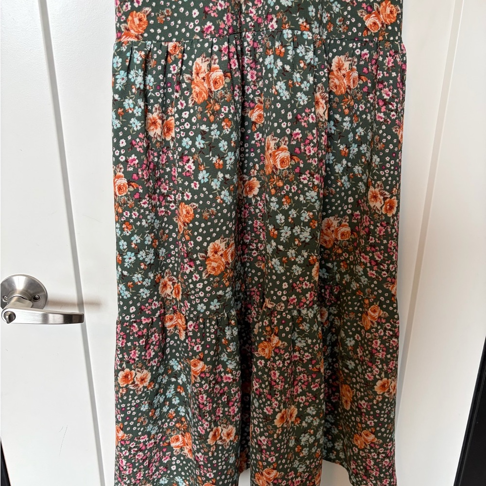 Monteau Green Floral Button-Front Dress - Picture 3 of 7
